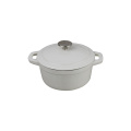 Cazuela de hierro fundido, esmalte, redondo, blanco grande / utensilios de cocina / cocotte / wok